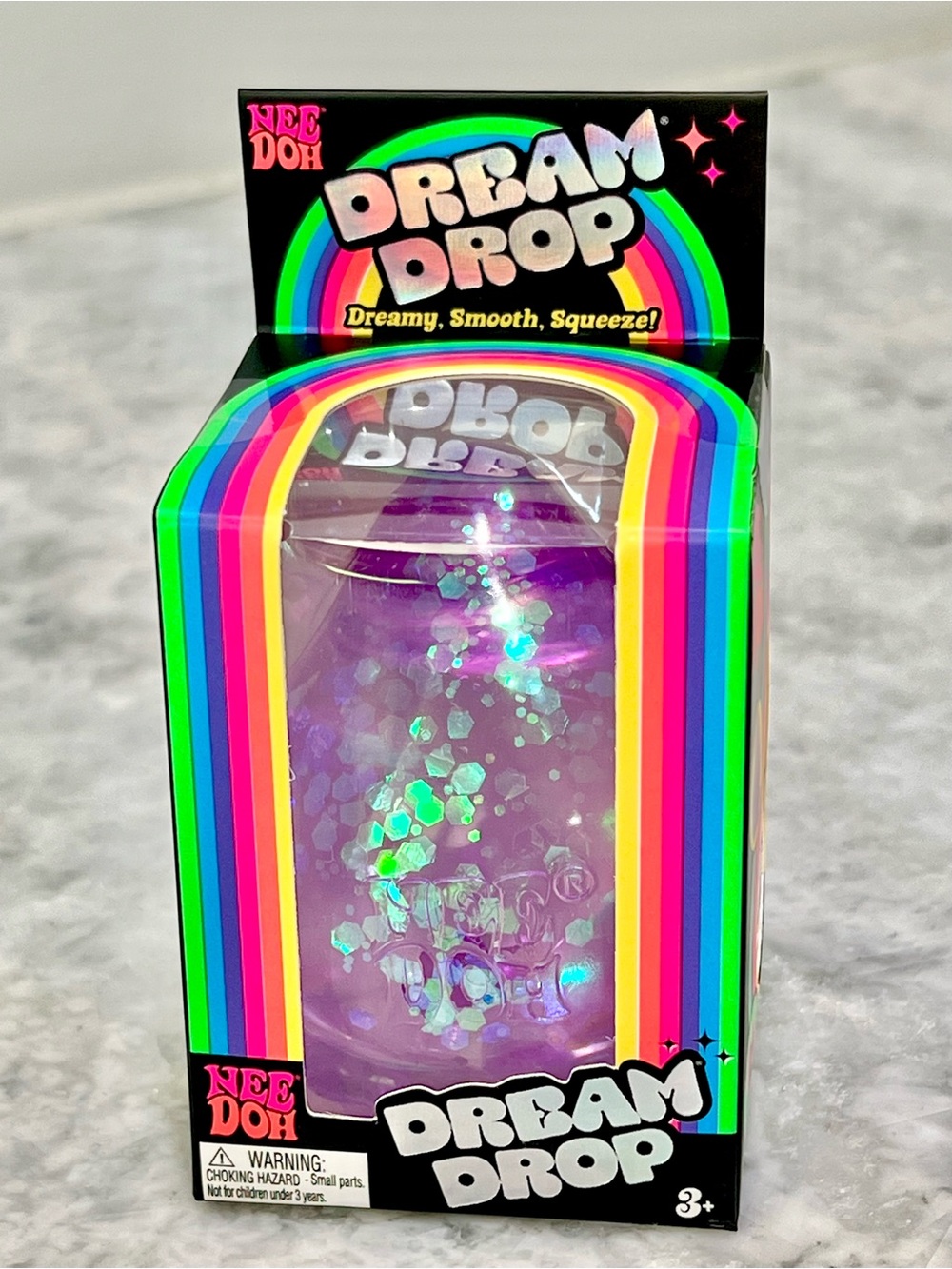NEE DOH Dream Drop Squish Toy Purple Glitter